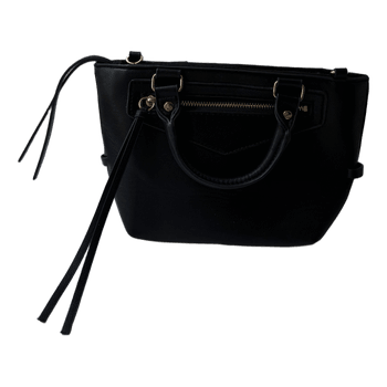 Black small handbag with fringe details