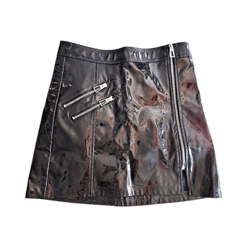 Vegan patent leather black mini skirt 