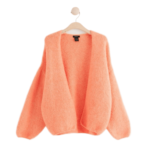 Persikofärgad stickad kofta