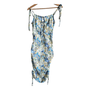 PrettyLittleThing floral ruched tie strap midi dress BNWT UK8 summer Y2K coquette fairycore party