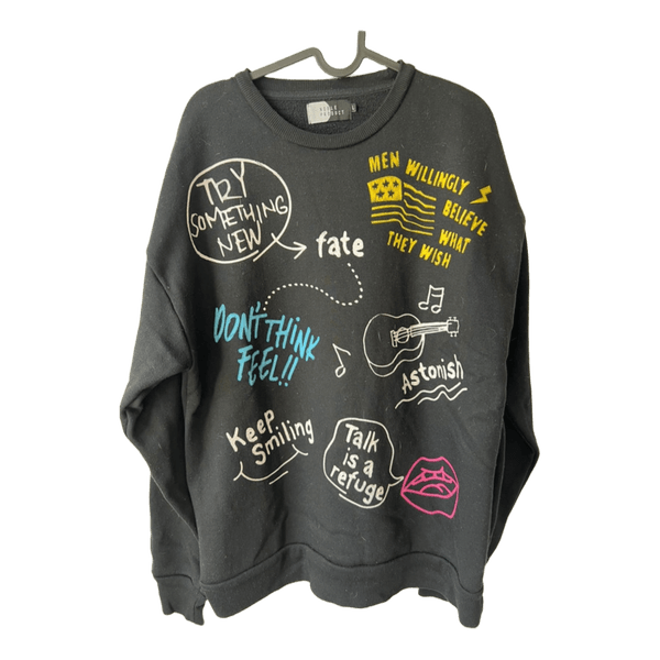 Sort sweatshirt med print