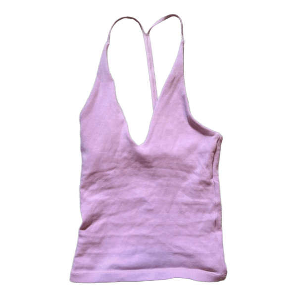 Lyserød tanktop med dyb udskæring