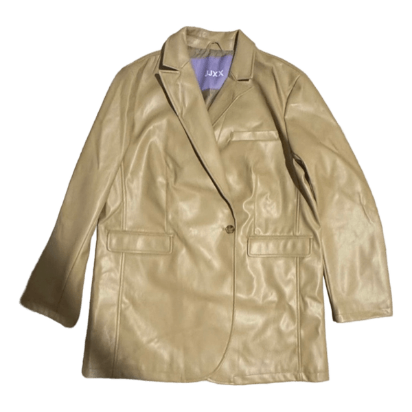 Beige faux leather blazer