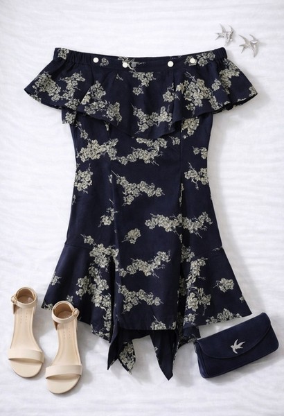 SmartandJoy navy floral dress