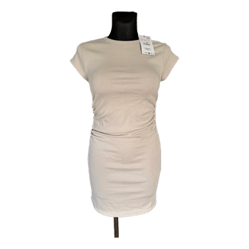Beige ribbed mini dress