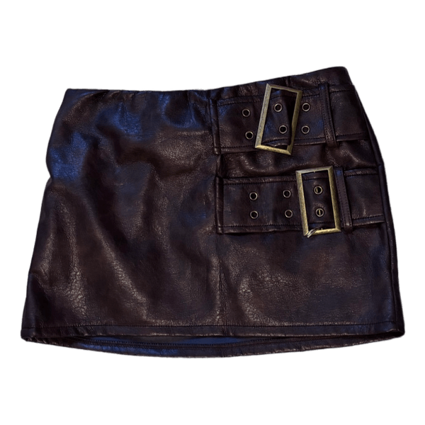 Coffee Brown buckled mini skirt