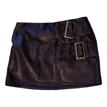 Coffee Brown buckled mini skirt