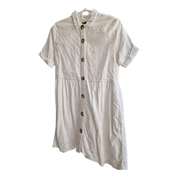 Zara white embroidered shirt dress