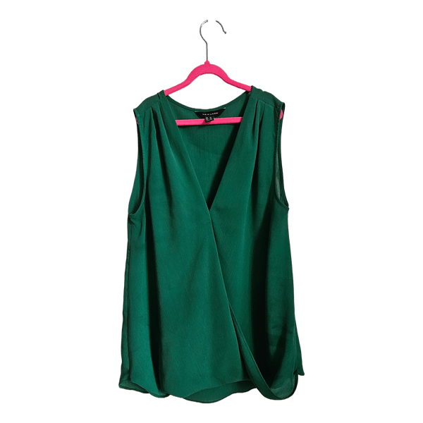 Green sleeveless wrap top