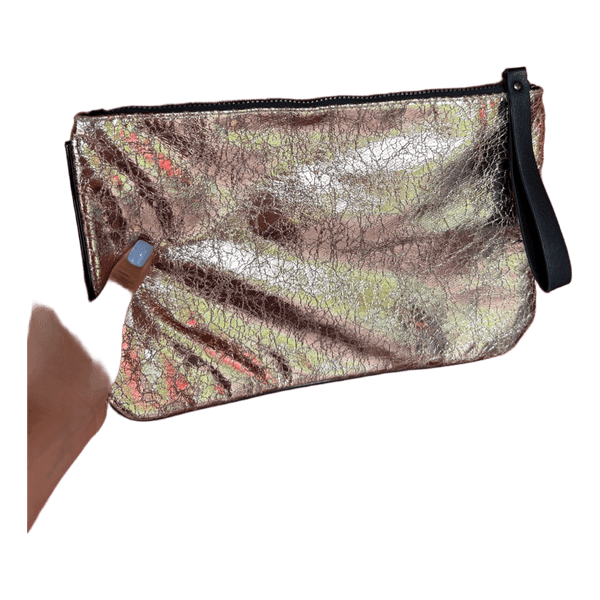 Gold metallic clutch bag
