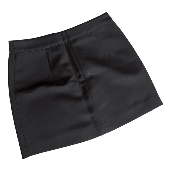 Black satin mini skirt