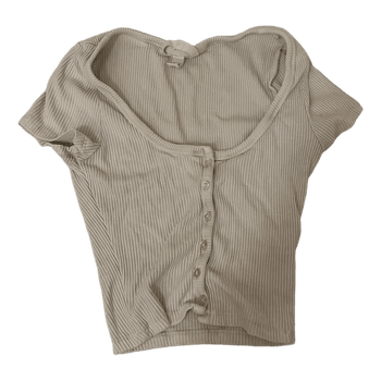 Beige ribattu nappipaita