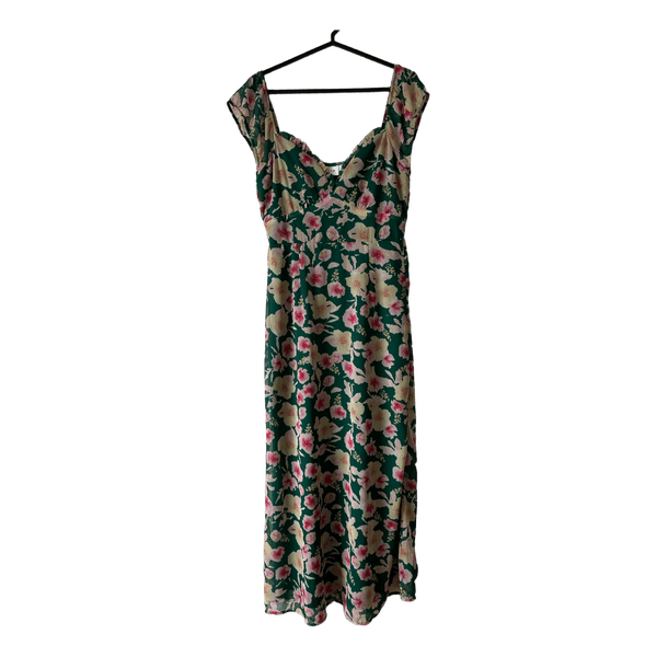 Green floral midi dress