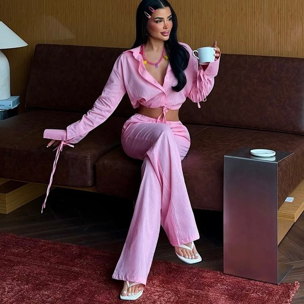 Pink Shirt and Pants Suit
