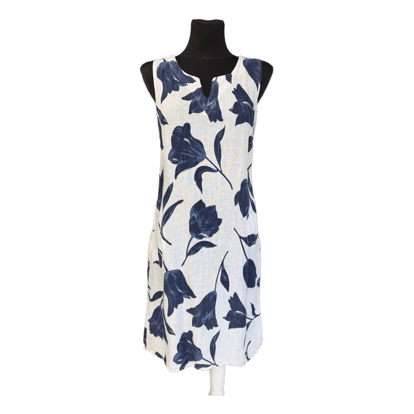 White floral linen dress