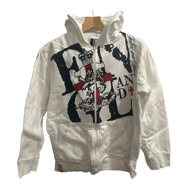 White graphic zip hoodie