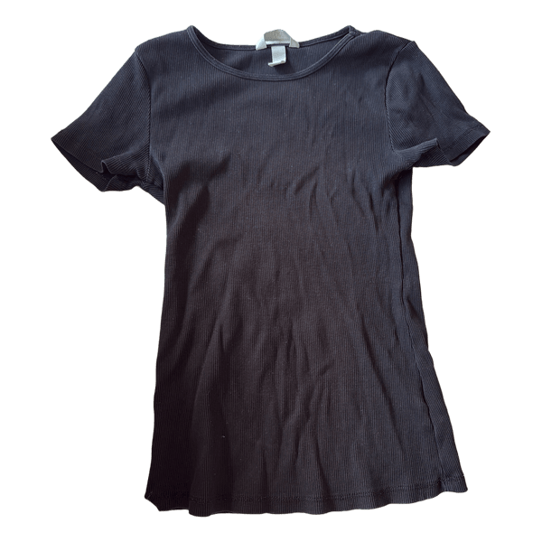 Sort ribstrikket t-shirt