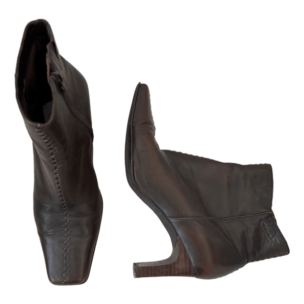 Vintage brown leather ankle boots