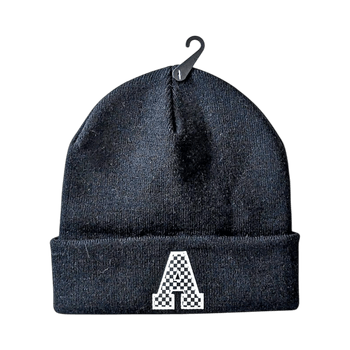 Black knitted beanie hat