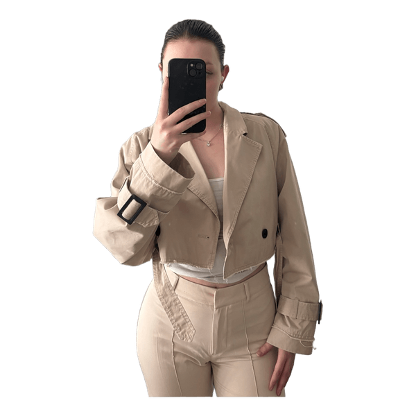 Beige lyhyt trenssitakki