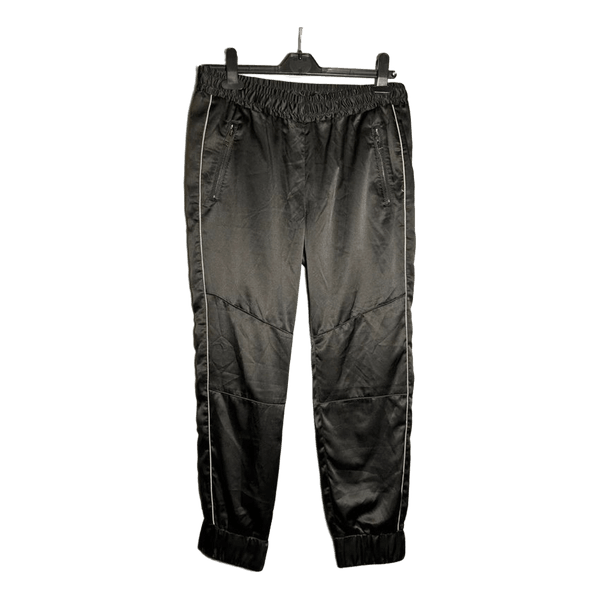 Black satin jogger trousers
