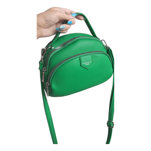 Green faux leather crossbody bag
