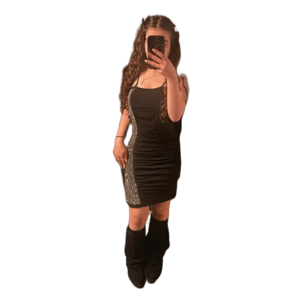 Black embellished midi dress