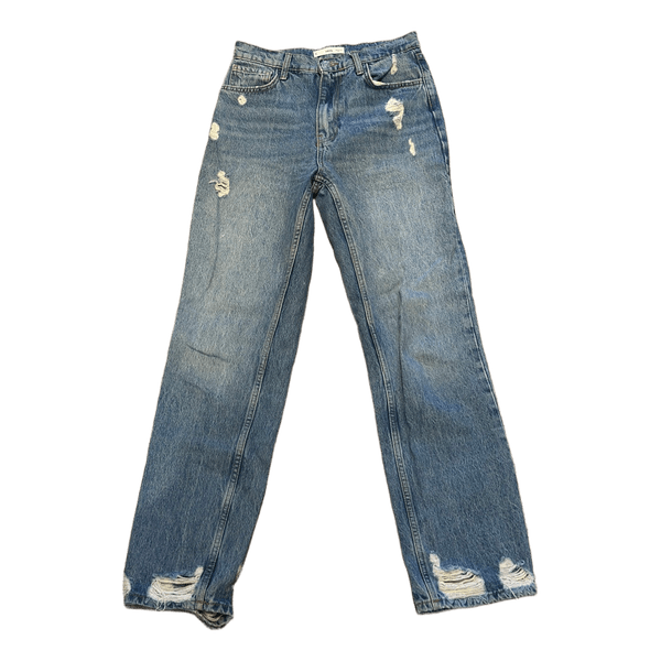 Blue distressed denim jeans