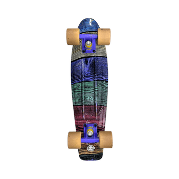 Multi-colored wooden skateboard