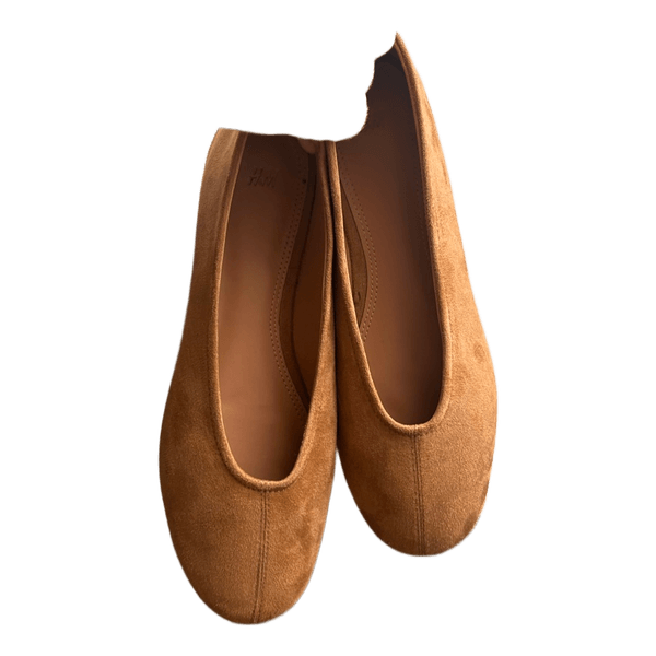 Brune ruskind ballerinasko