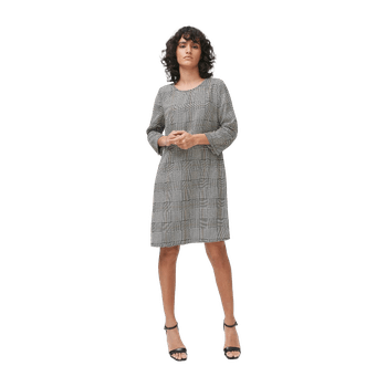Black beige check dress