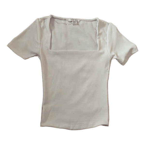 White square neck top