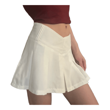 White pleated mini skirt