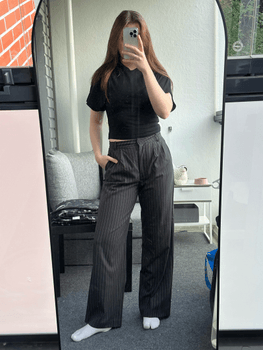 Pinstripe wide-leg trousers