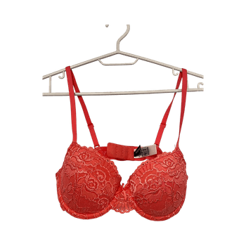 Coral lace push-up bra