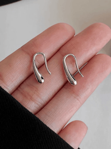 Simple silver ear hooks