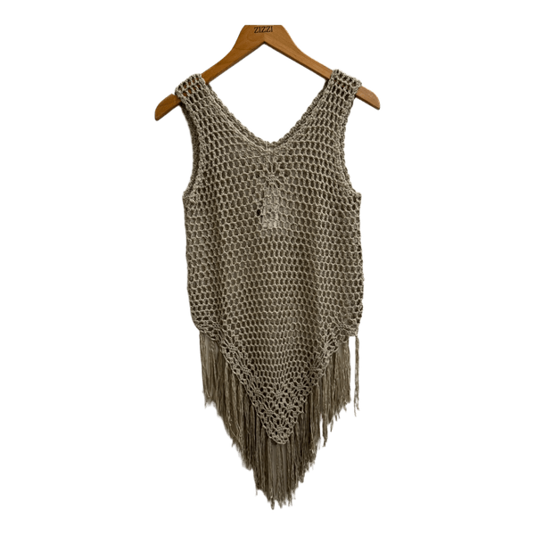 Beige crochet fringe dress