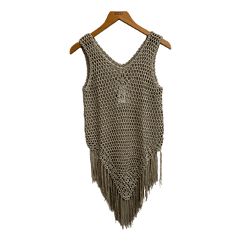 Beige crochet fringe dress