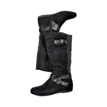 Tummansiniset polvikorkeat saappaat