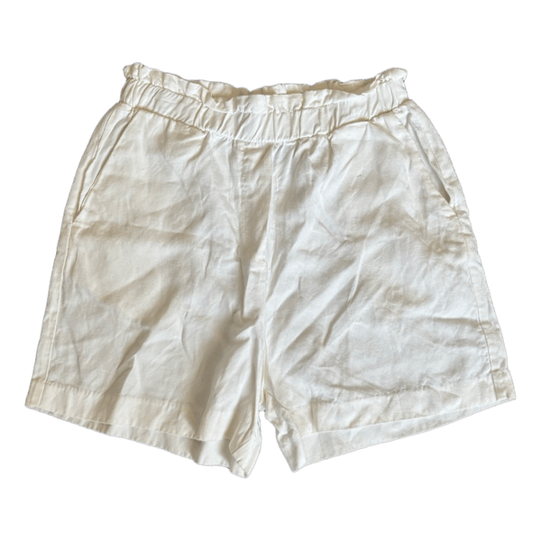 White linen blend shorts