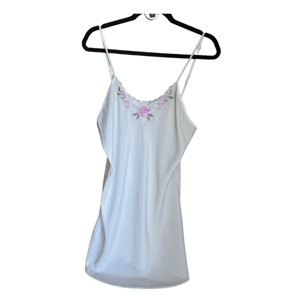 White silk slip dress