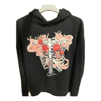 Black skeleton floral hoodie