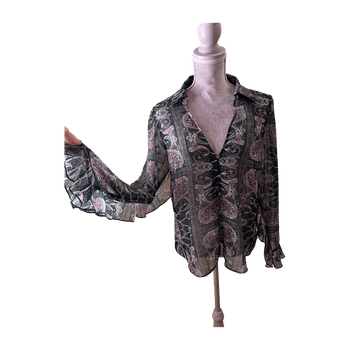Black paisley print blouse