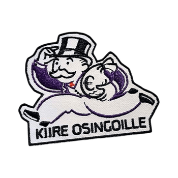 Humorous embroidered patch with characters