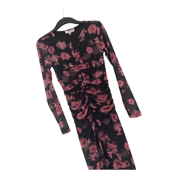 Floral mesh midi dress