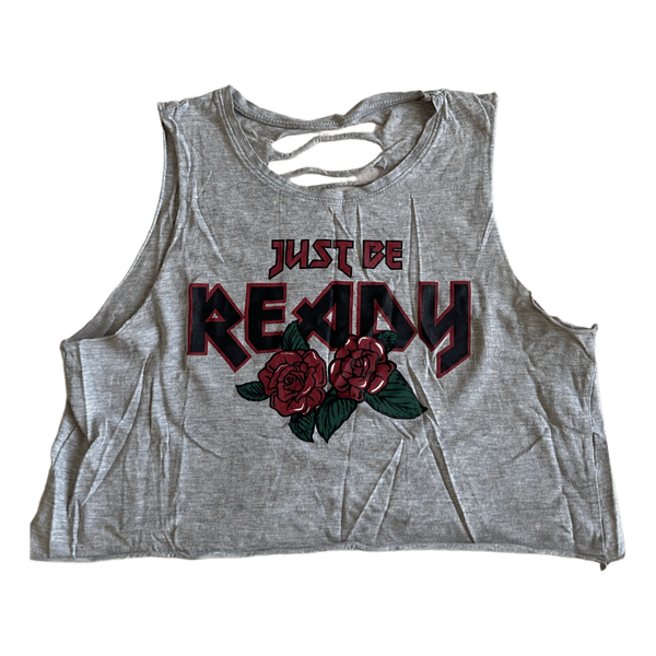 Grey graphic crop top