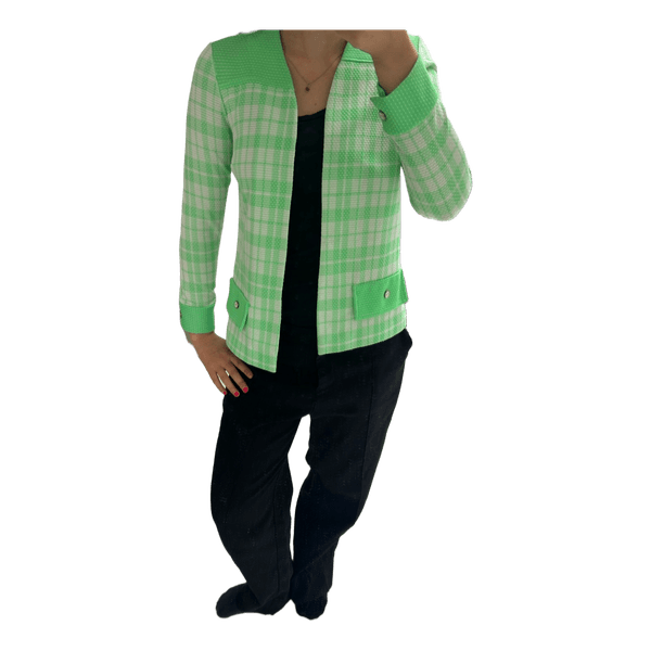 Green plaid blazer