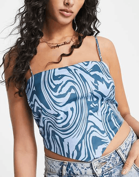 Blue swirl print cami top