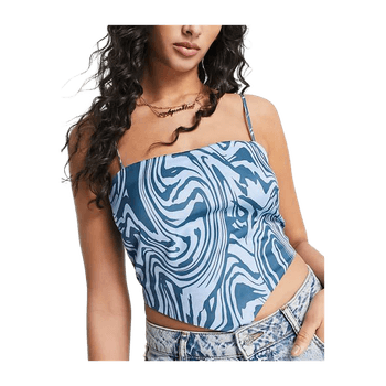 Blue swirl print cami top