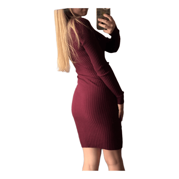 Red knit mini dress